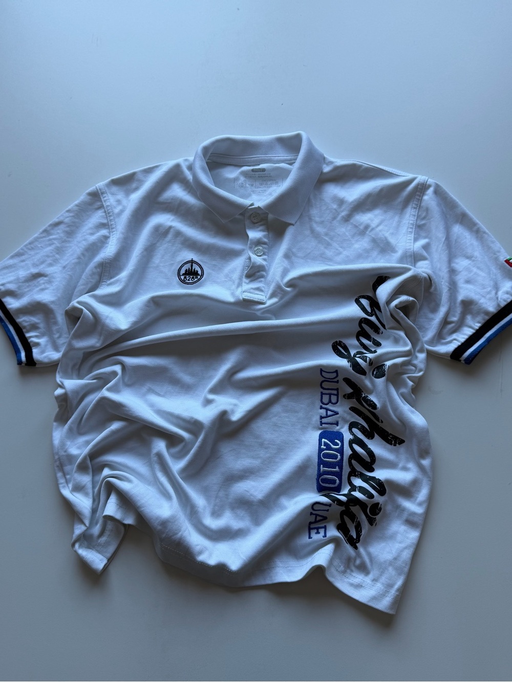 White Dubai 2010 Graphic Polo Shirt - Casual Short Sleeve